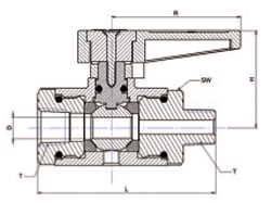 SMA Ball Valve drawing