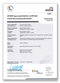 DVGW Licence DW 8501CN0308 for UltraSlide fittings